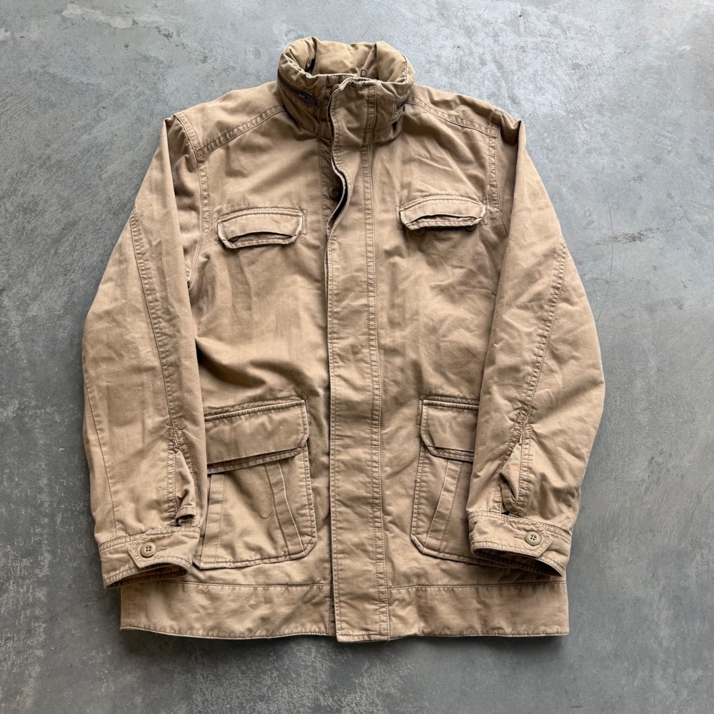 Old Navy Mens Khaki Tan Field Jacket Large Cotton Canvas Utility M65 Style Coat